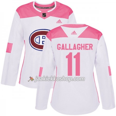 Nainen NHL Montreal Canadiens Pelipaita Brendan Gallagher 11 Adidas 2017-2018 Valkoinen Vaaleanpunainen Fashion Authentic